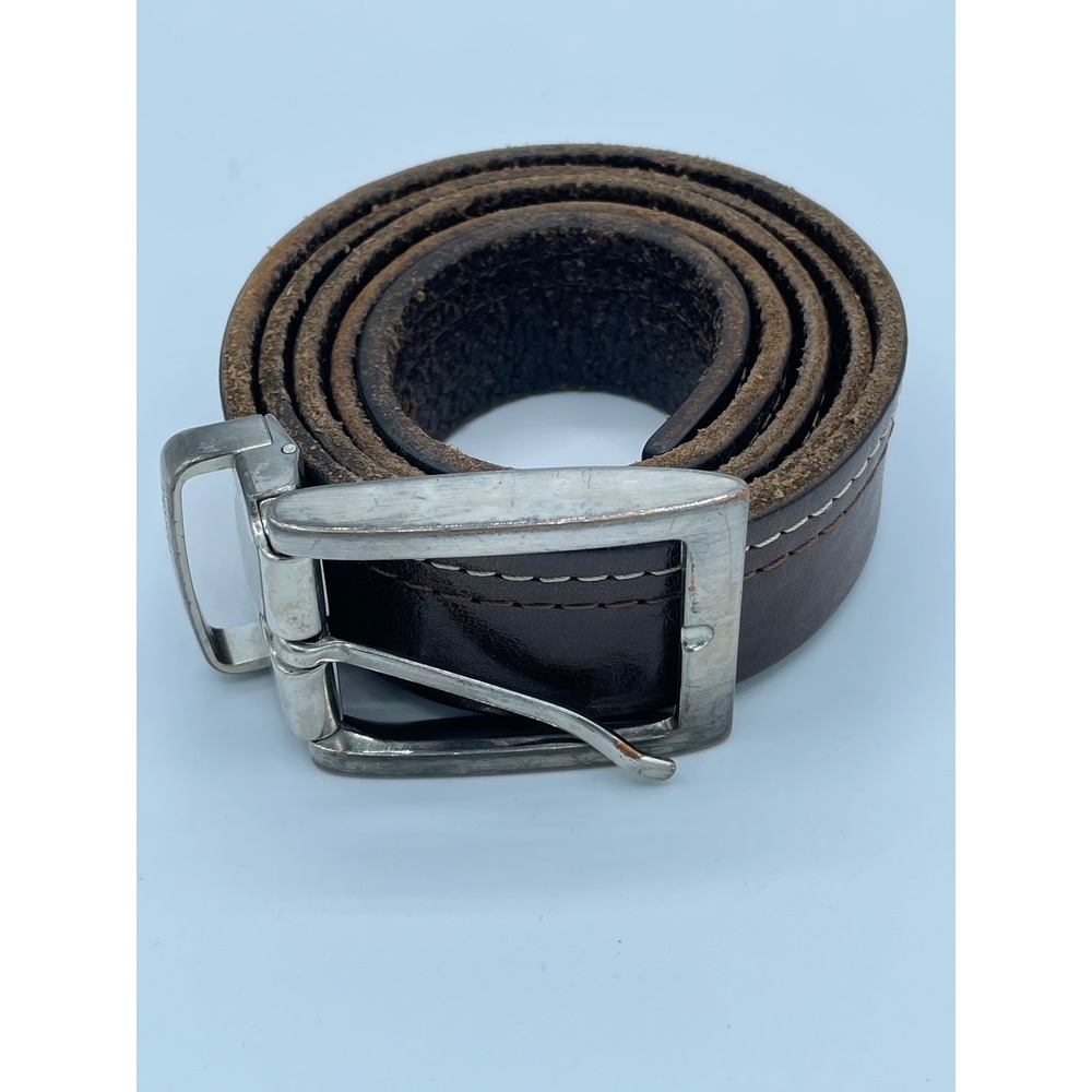 Trussardi‎ Jeans Brown 100 Leather Belt Made in Italy Sz 38/100cm Silver Buckle